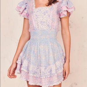 LoveShackFancy Stanton Mini Dress in Blueberry Dust